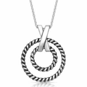NEW MONTANA SILVERSMITHS women's topped with a kiss rope necklace in silver